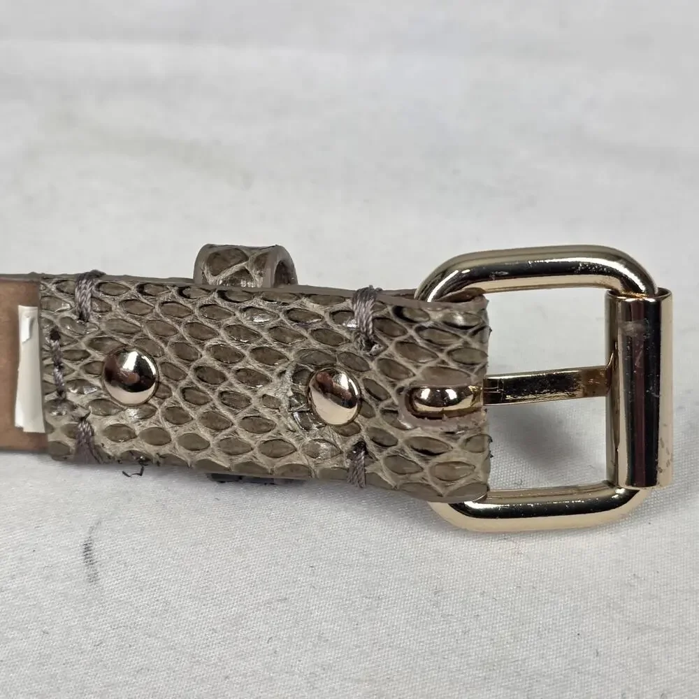 ANN TAYLOR GENUINE LEATHER SNAKESKIN‑TEXTURED BELT – BROWN/NEUTRAL – SIZE MEDIUM